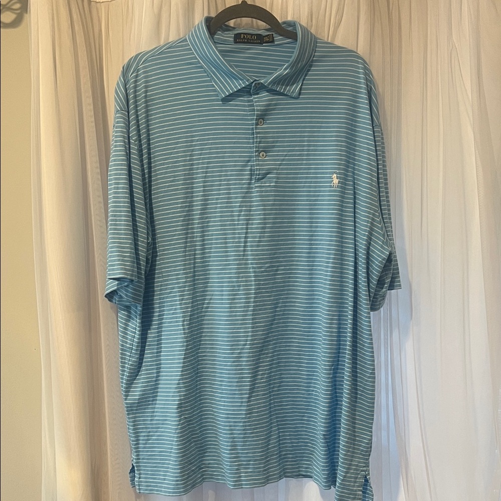 Polo by Ralph Lauren Men's Light Blue Striped Polo